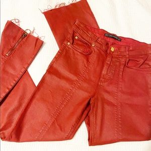 Red leather pants Zara pants